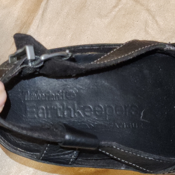 Timberland Women's 11 Earthkeeper Slingback Mule Heel Black Leather Shoes - Picture 3 of 3